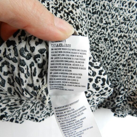 American Eagle Animal Print Smocked Cropped Ruffle Tank Top Size M Leopard Retro - Picture 10 of 10
